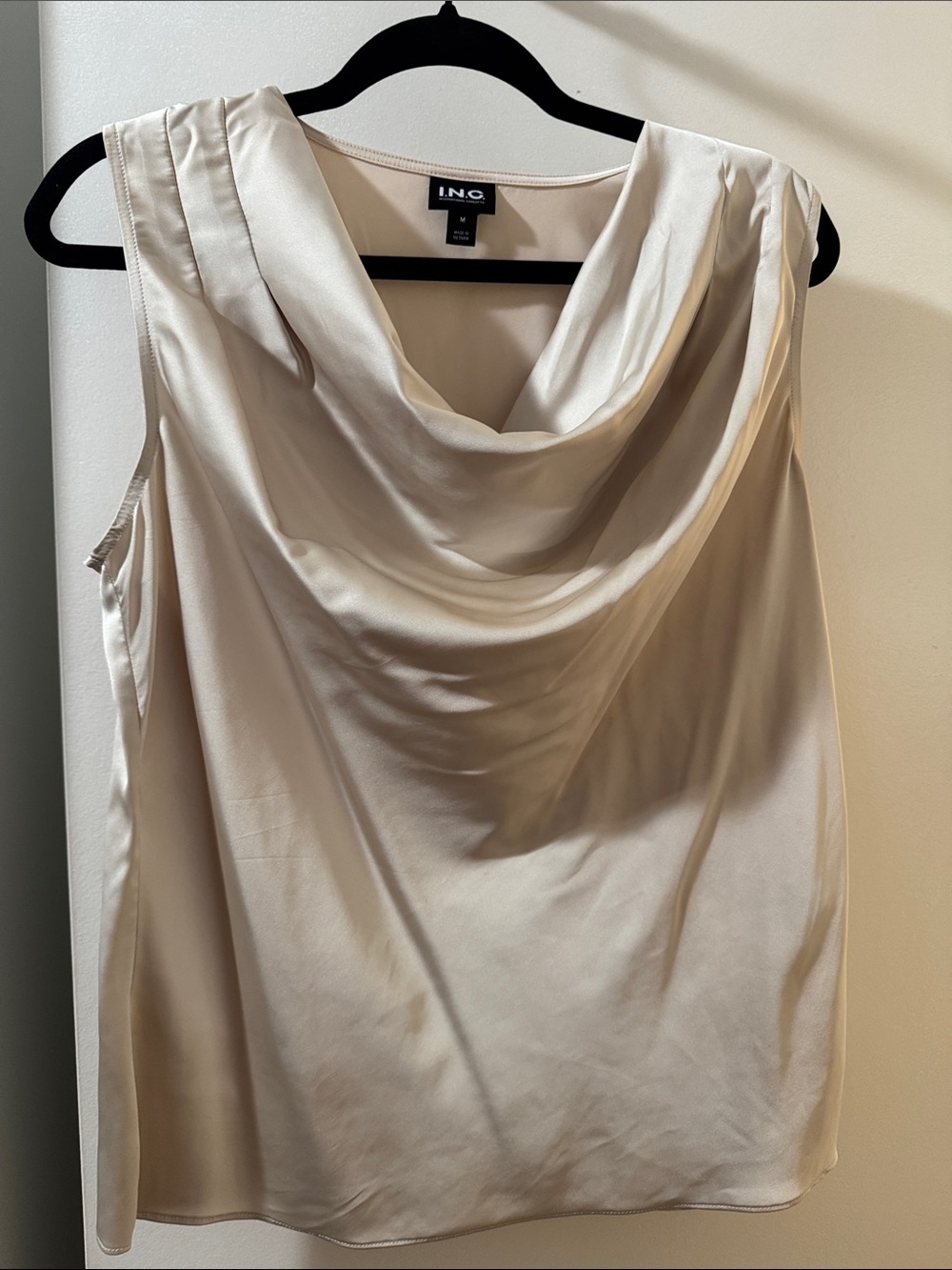 INC International Concepts Sleeveless Satin-Look Top - Nude